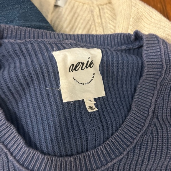 Aerie Cropped Blue Striped Sweater, Women’s XL. - Picture 4 of 8